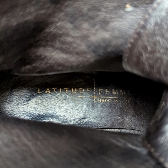 Latitude Femme Classic Genuine Leather Lace Up Block Heeled Ankle Boots Black 37 - Picture 12 of 16